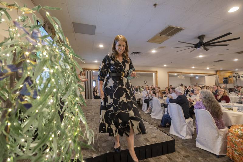 Ashleigh Sorenson leaves the stage after being awarded one of the 4 Under 40 awards Friday, April 4, 2025, during Discover Dixon’s Best of Dixon gala.