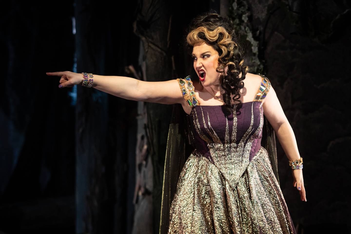Natalie Weiss plays the Witch in Paramount Theatre’s Into the Woods. Paramount’s Jim Corti and Trent Stork co-direct Stephen Sondheim and James Lapine’s brilliant reimagining of the Grimm Brothers fairy tales. Performances are February 1-March 19, 2023, at Paramount Theatre, 23 E. Galena Blvd. in downtown Aurora. Tickets: paramountaurora.com or (630) 896-6666. Credit: Liz Lauren