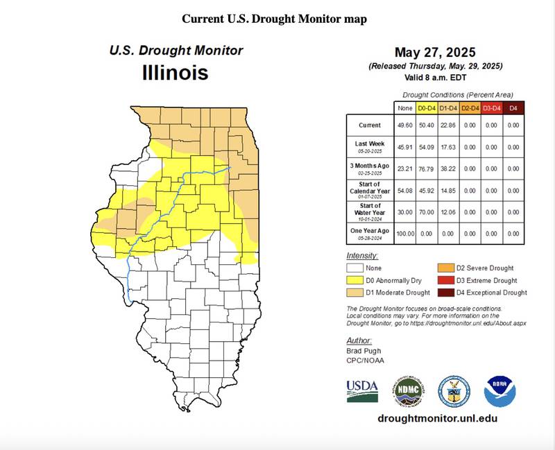 Lower than average precipitation this spring and particularly in May has created dry conditions across northern Illinois, according to both the National Weather Service and Illinois State Climatologist.