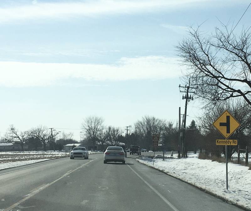 Motorists on Galena Road near the Kennedy Road intersection in Bristol Township. (John Etheredge photo - jetheredge@shawmedia.com)