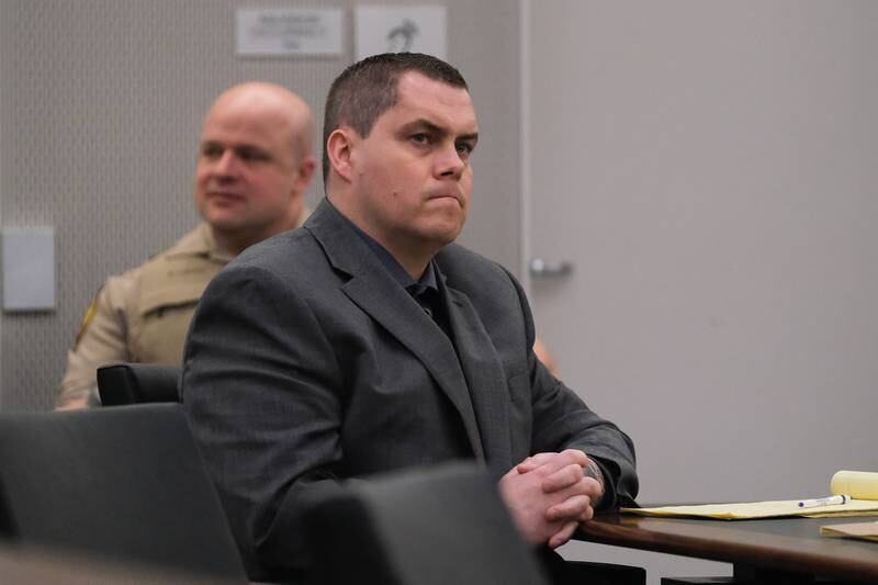 Jeremy Boshears, 36, sits in the courtroom during his trial. Boshears is charged with the murder of Kaitlyn “Katie” Kearns, 24, on Nov. 13, 2017. Monday, April 25, 2022, in Joliet.