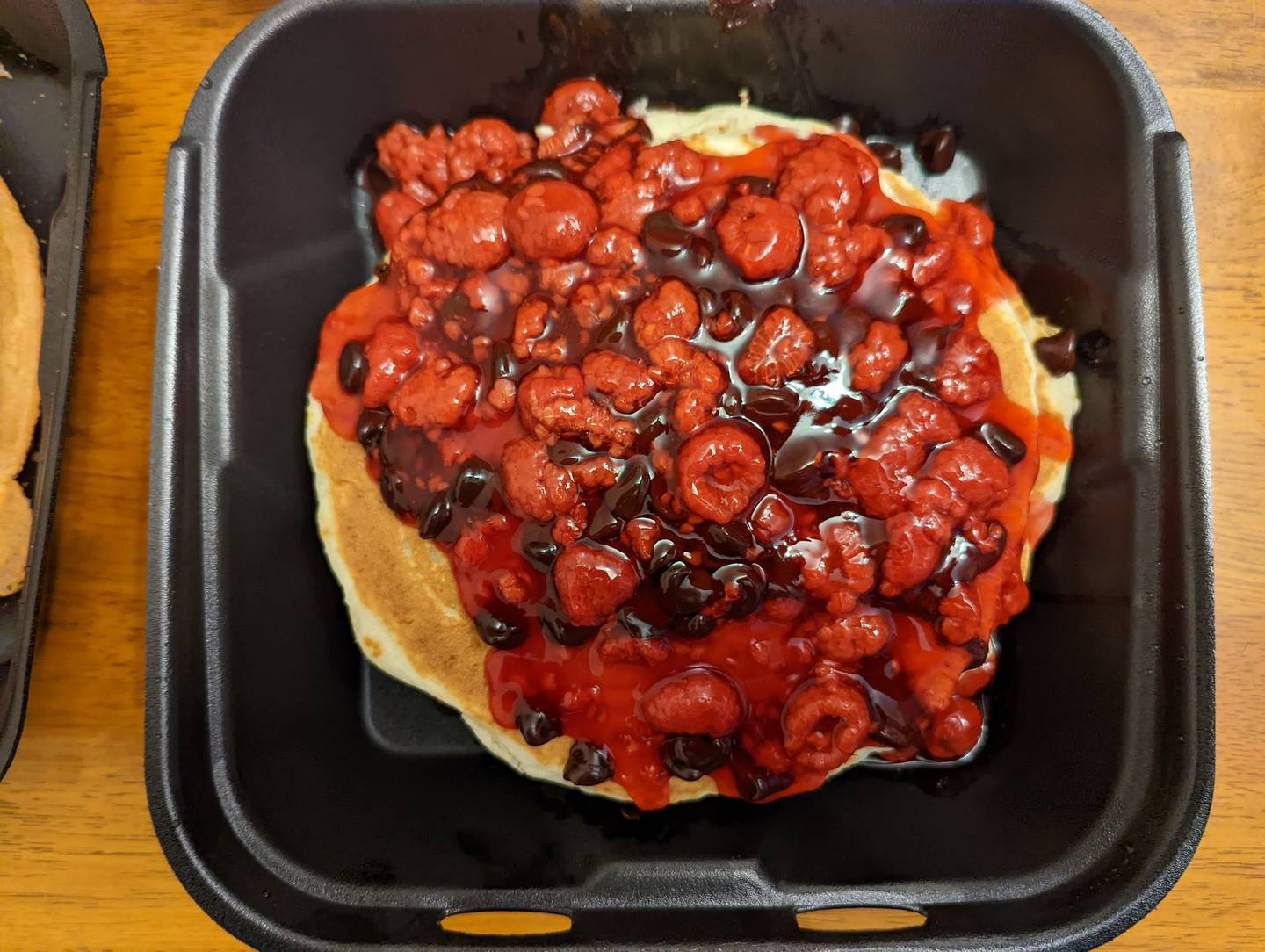 Happy Place Cafe in Shorewood features these raspberry-chocolate chip pancakes for $9.75.