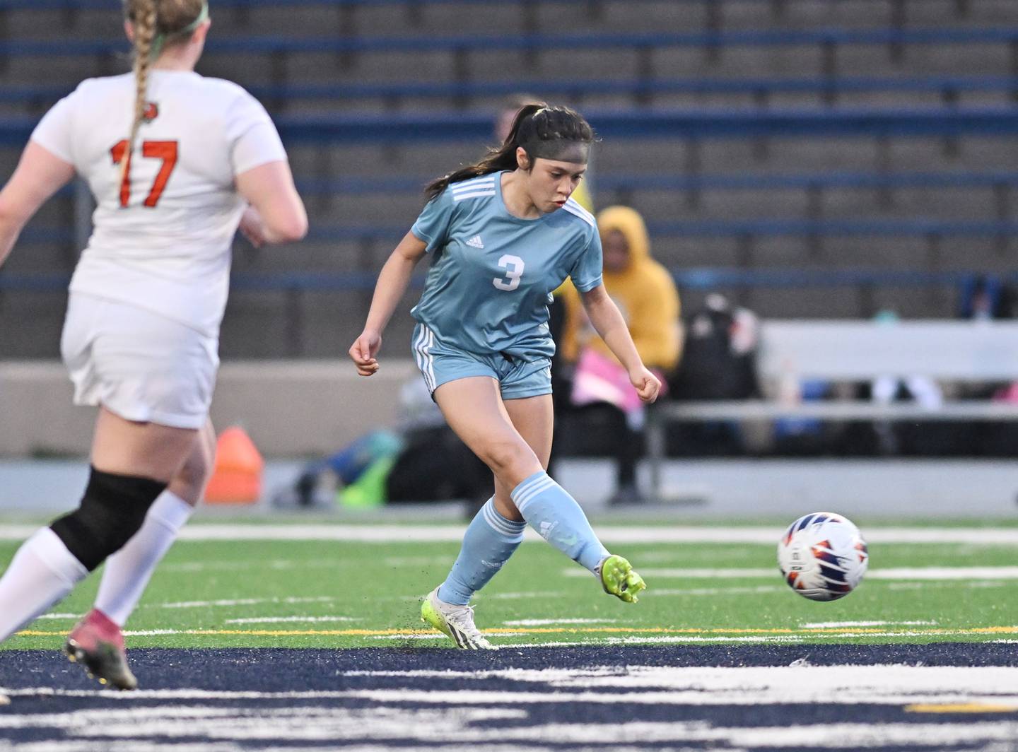 Joliet Catholic's Syndell Ocegueda (3) passes the ball during the non-conference game against Plainfield East on Wednesday, March. 13, 2024, at Joliet.