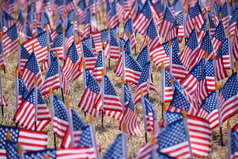 Nearly 3,000 American flags, including flags from each country that lost citizens on 9/11, were placed in a grassy area of Northern Illinois University's MLK Commons. The flags will remain placed there until Sept. 15.