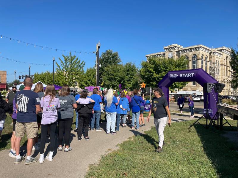 On your mark, get set, walk. Teams and families aiming to vanquish Alzheimer's disease line up Saturday, Sept. 9, 2023, from Ottawa's Jordan block to begin the 2023 Walk to End Alzheimer’s.