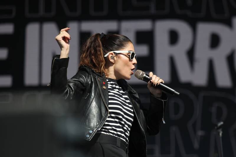 Aimee Allen of The Interrupters performs on the Riot Stage on day one of Riot Fest, Friday, Sept. 15, in Chicago.