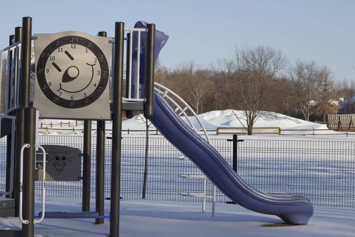 A slide at a sensory playground at Van Horn Woods on Thursday, Feb. 13, 2025, in Plainfield.