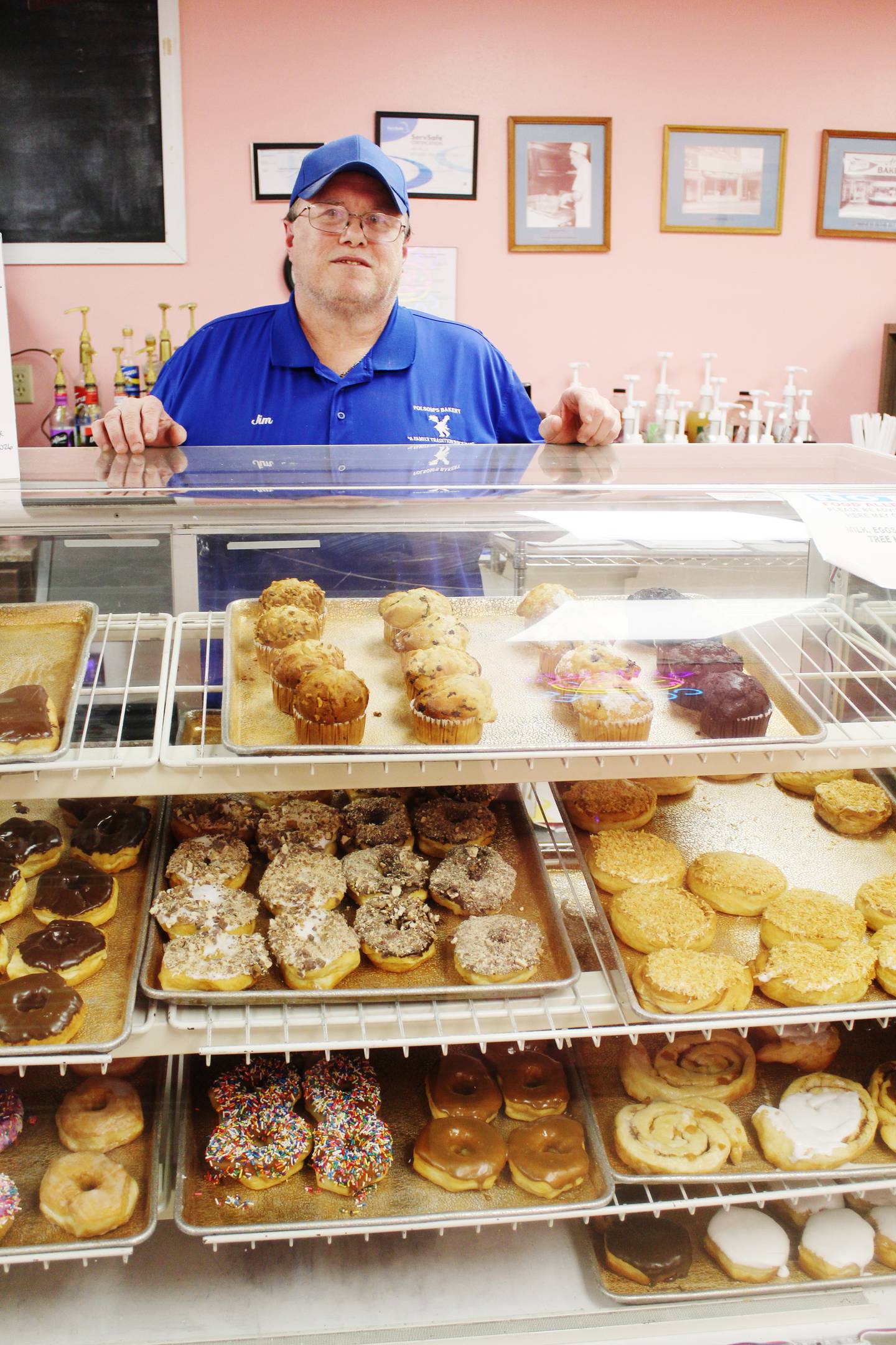 Donuts and muffins have long been popular items at Folsom's Bakery in Rock Falls, owned by third-generation baker Jim Helle.