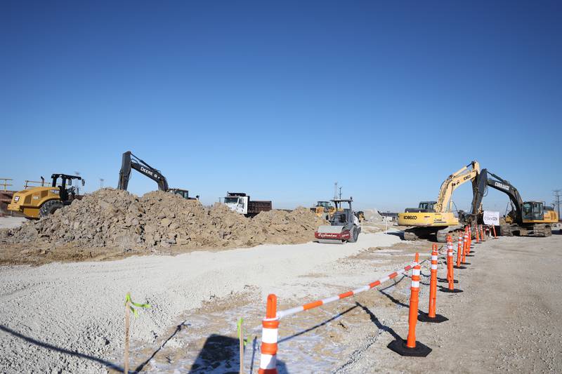 Work is well underway for the new 290,000 plus square foot cold storage facility at the Arcadia Cold groundbreaking ceremony on Thursday, Jan. 9, 2025 in Joliet.