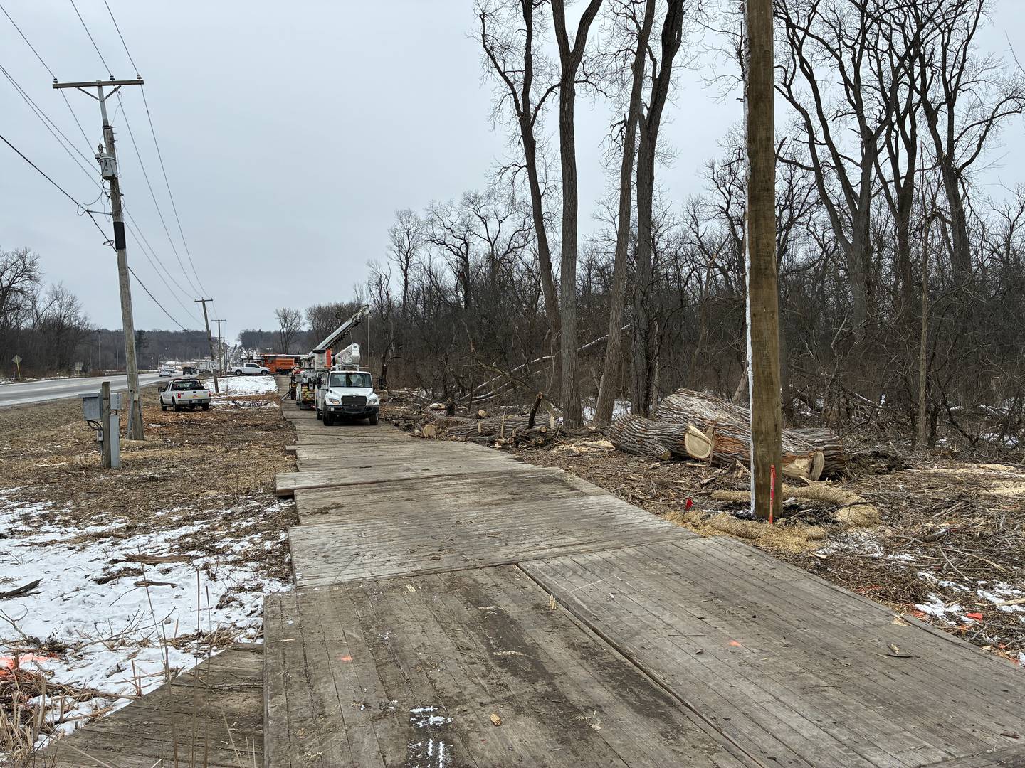 Contractors prepping for the work of relocating utility lines along Route 31 on Thursday, Feb. 5, 2026. The work is part of the Illinois Department of Transportations plans to widen the road to two lanes in either direction from Route 176 to Route 120.