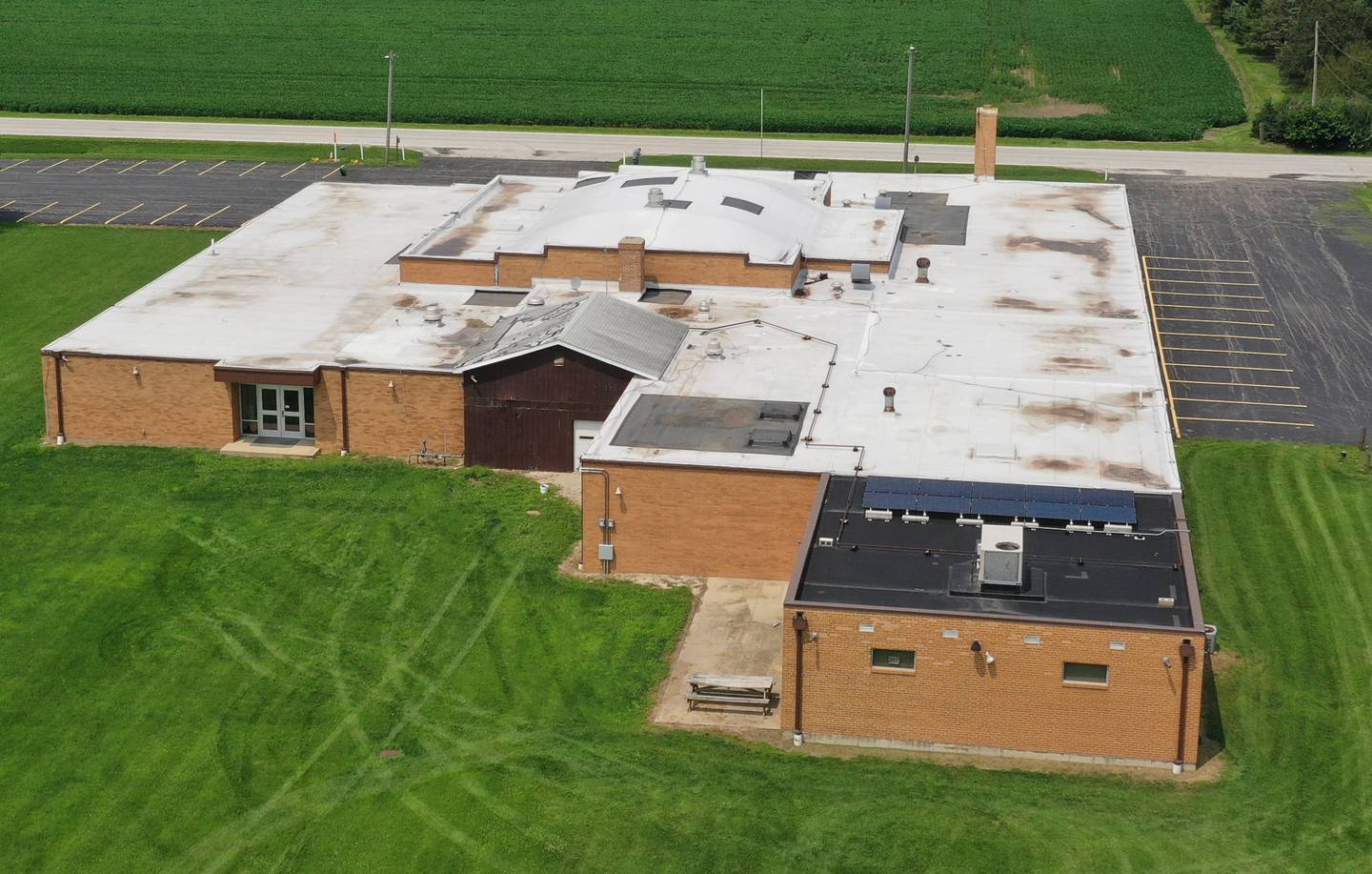 The rear of the former Waltham North School building located on 33rd Road north of Utica, will be demolished soon. The school is currently vacant and ready for tearing down as of Tuesday July 20, 2021.
