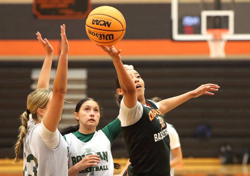 DeKalb’s Alicia Johnson goes to the basket during their win over Boylan in summer action Monday, June 17, 2024, at DeKalb High School.