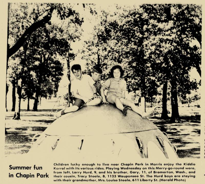 Visiting grandchildren play in the Chapin Park as shown in the July 12, 1973 edition of the Morris Daily Herald.