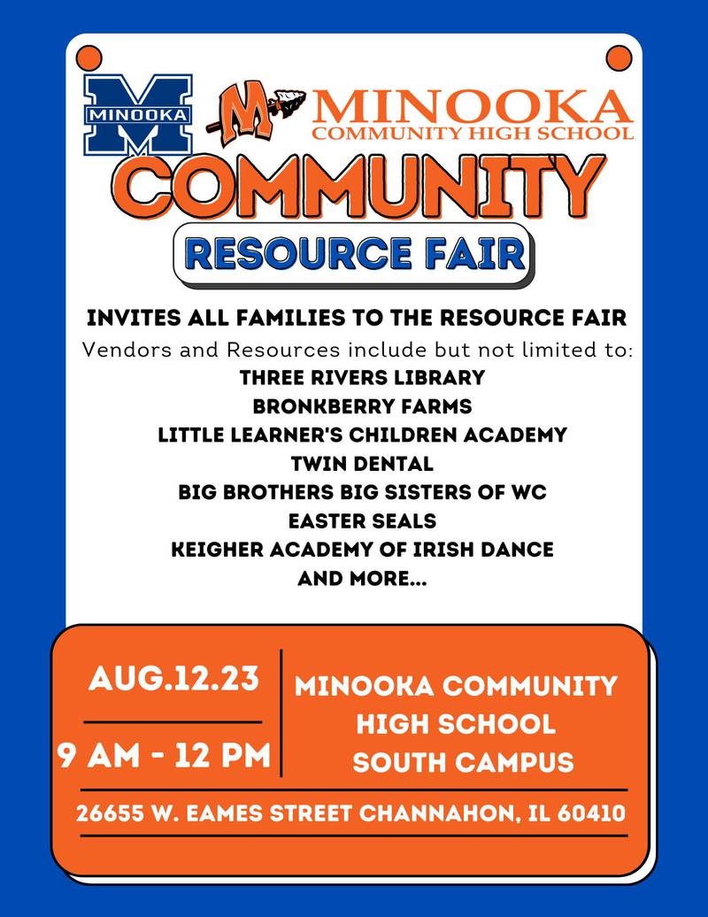 The flyer for the Minooka Community Resource Fair.