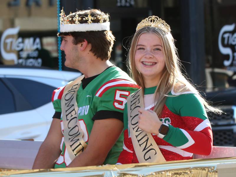 L-P Homecoming king Aiden Anderson MAdison Schweickert  ride in the Homecoming parade on Thursday, Oct. 5, 2023 downtown Peru.