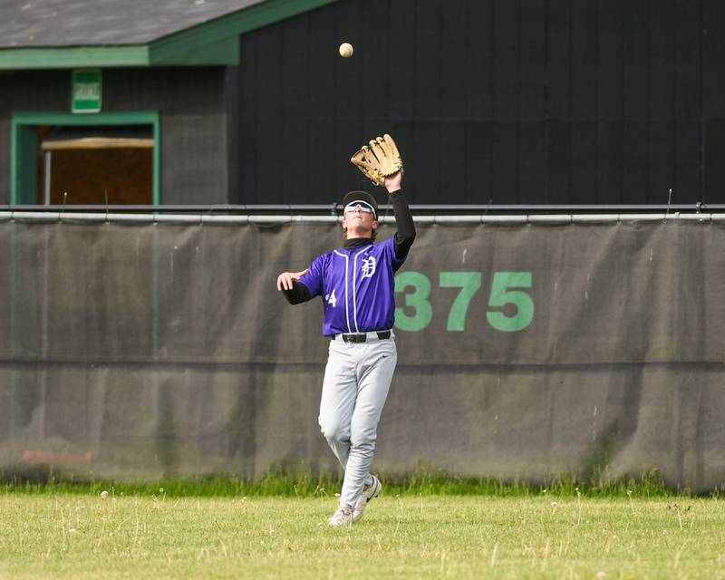 Downers Grove North's Russ Oros (24) catches the ball during the game on Monday May 19, 2025, while taking on York High School in Elmhurst.