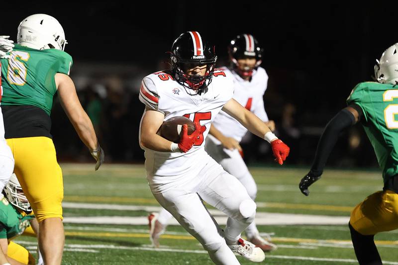 Lincoln-Way Central’s Tyler Tulk rushes against Providence on Friday, Sept. 6, 2024 in New Lenox.