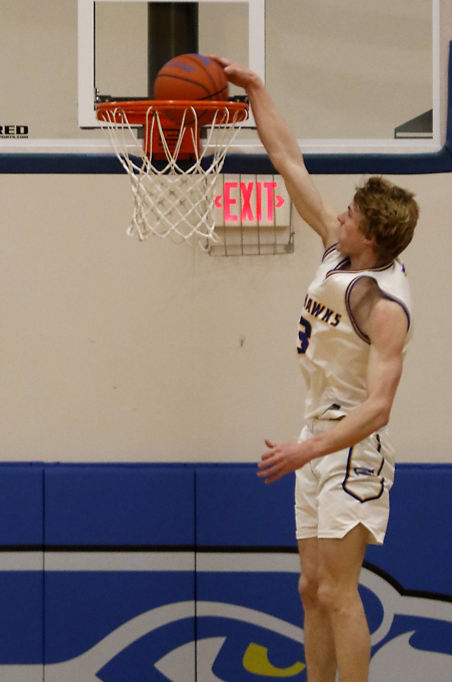 Johnsburg's Dylan Schmidt dunks the ball during a Kishwaukee River Conference boys basketball game against Woodstock Tuesday, Jan. 31, 2023, at Johnsburg High School.