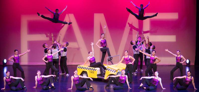 The Beth Fowler Dance Company performing a scene from “Fame & More”