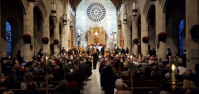 Surround sound will be delivered in several pieces by the St. Charles Singers, based at Baker Memorial United Methodist Church in St. Charles (shown), also performing "Candlelight Carols" in Wheaton between Dec. 6 and 8, 2024