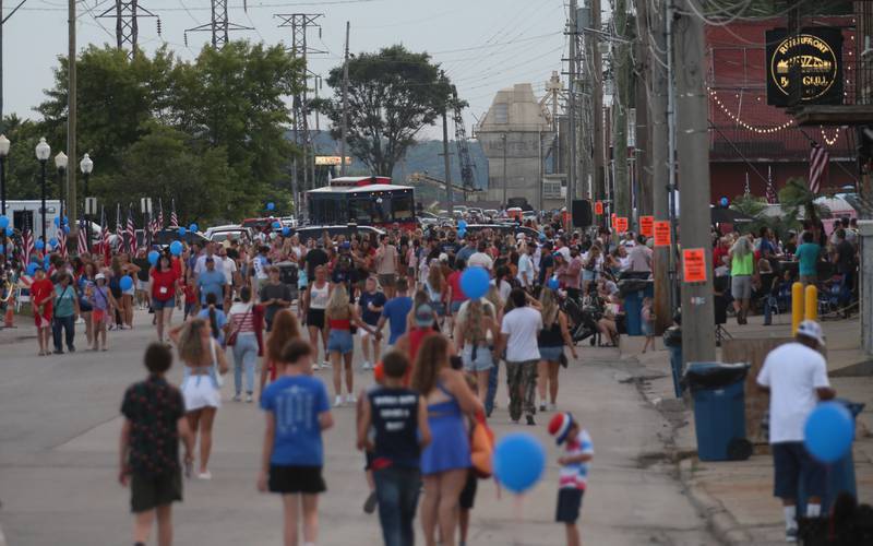 A large crowd fills Water Street for the Independence Day fireworks on Thursday, July 3, 2025 in Peru.