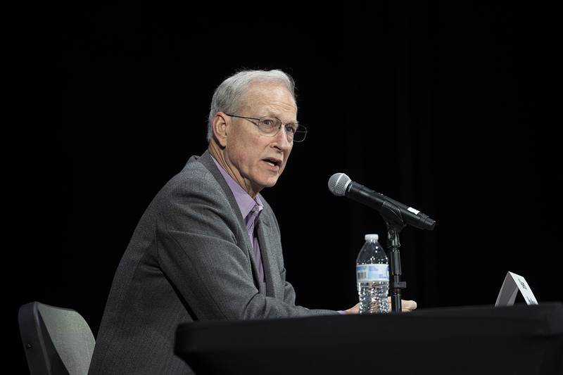 Glen Hughes speaks Thursday, March 16, 2023 during a forum for those seeking election in Dixon. Hughes is facing off against sitting council member Dennis Considine for mayor.
