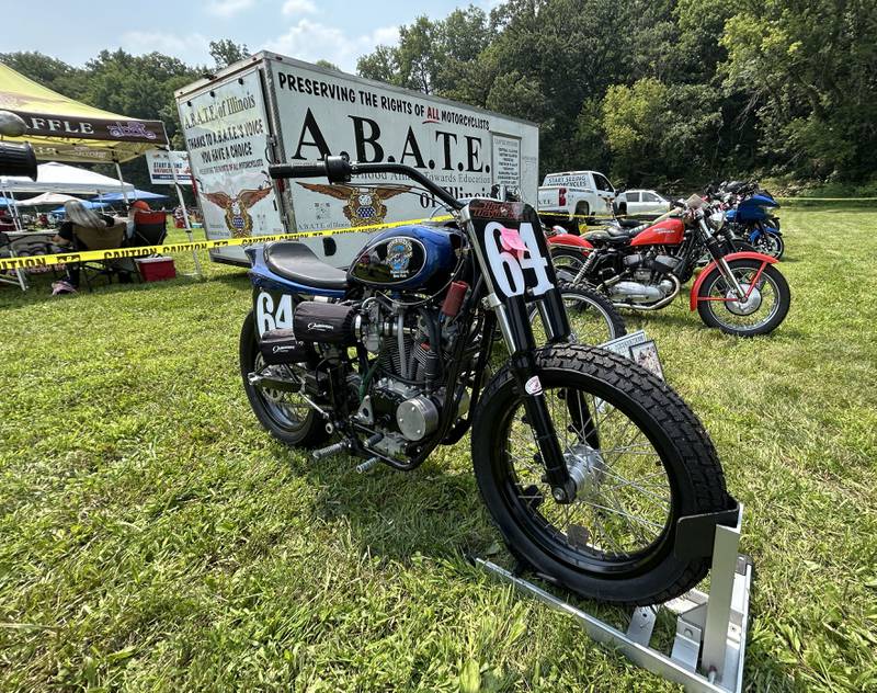Larry Weaver's vintage Harley was one of the motorcycles on display during the Rock River Riders Motorcycle Club's hillclimb on Sunday, Aug. 3, 2025.