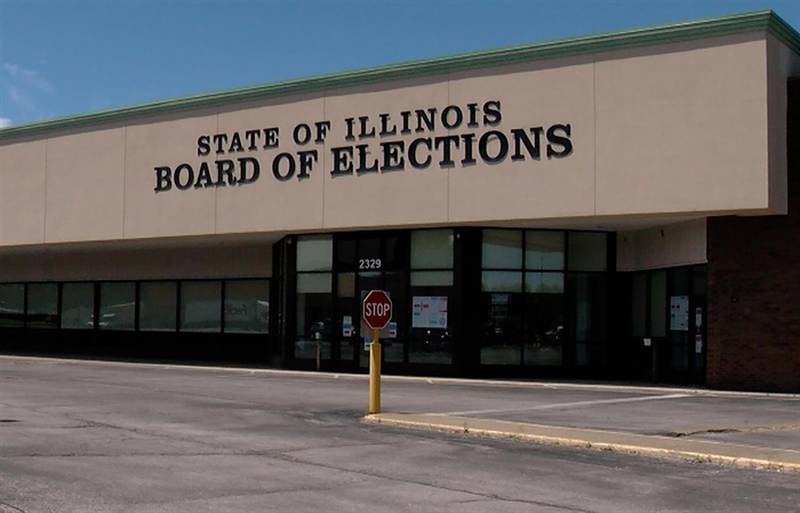 The Illinois State Board of Elections building is pictured in Springfield.
