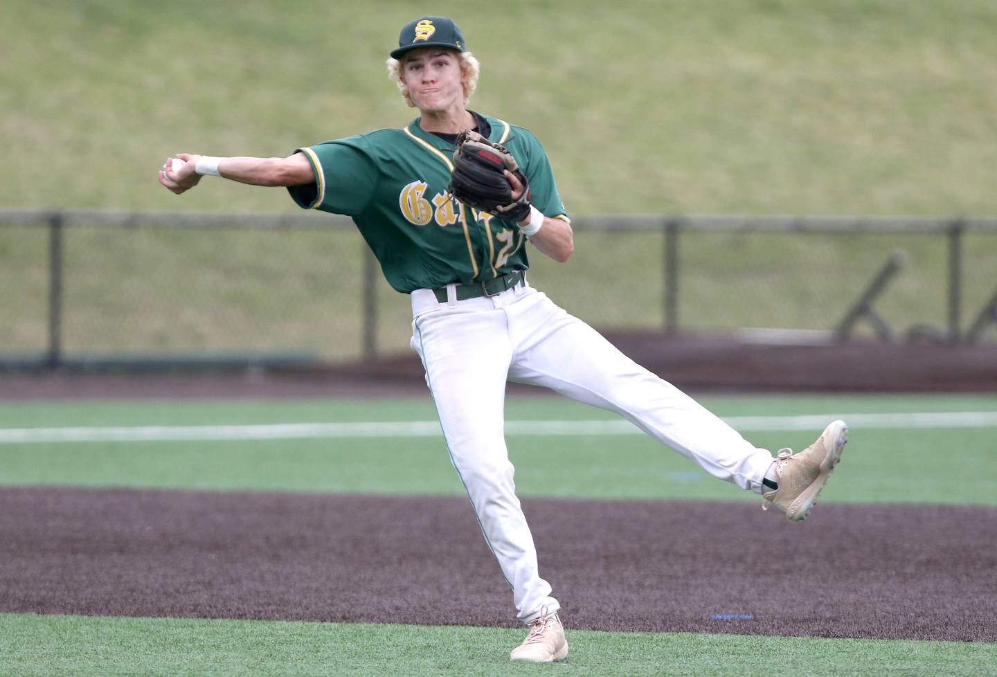 Crystal Lake South's Dayton Murphy throws to first Friday, June 10, 2022, during their IHSA Class 3A state semifinal game against Nazareth at Duly Health and Care Field in Joliet.