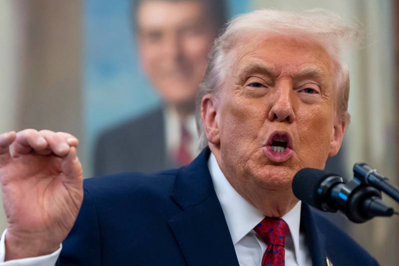 President Donald Trump speaks during a Mexican Border Defense Medal presentation in the Oval Office of the White House, Monday, Dec. 15, 2025, in Washington. (AP Photo/Alex Brandon)