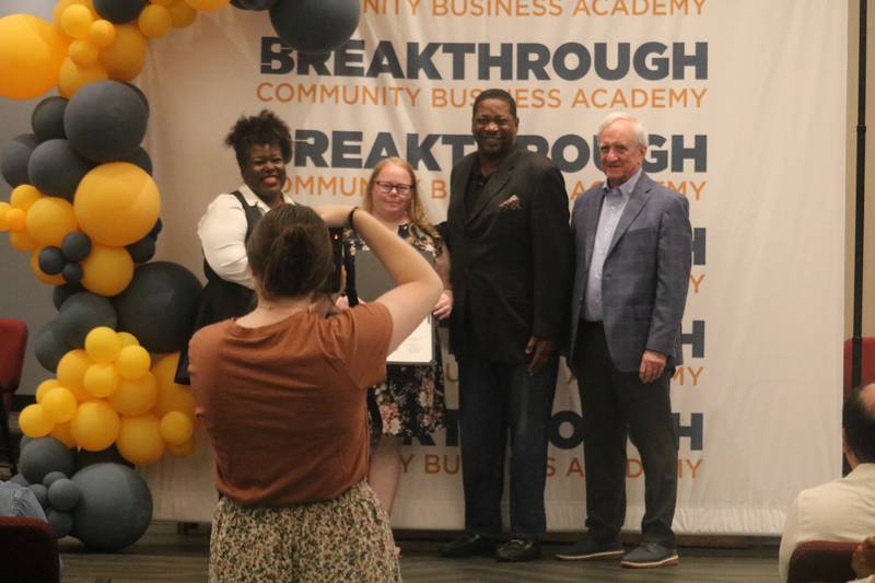 Amber Stanley walked in a graduation ceremony held Monday, June 2, 2025, at First United Methodist Church in DeKalb. She received a diploma for her participation in Breakthrough Community Business Academy's spring 2025 cohort.
