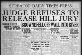 Judge refuses to release jury and more historical covers for February 16