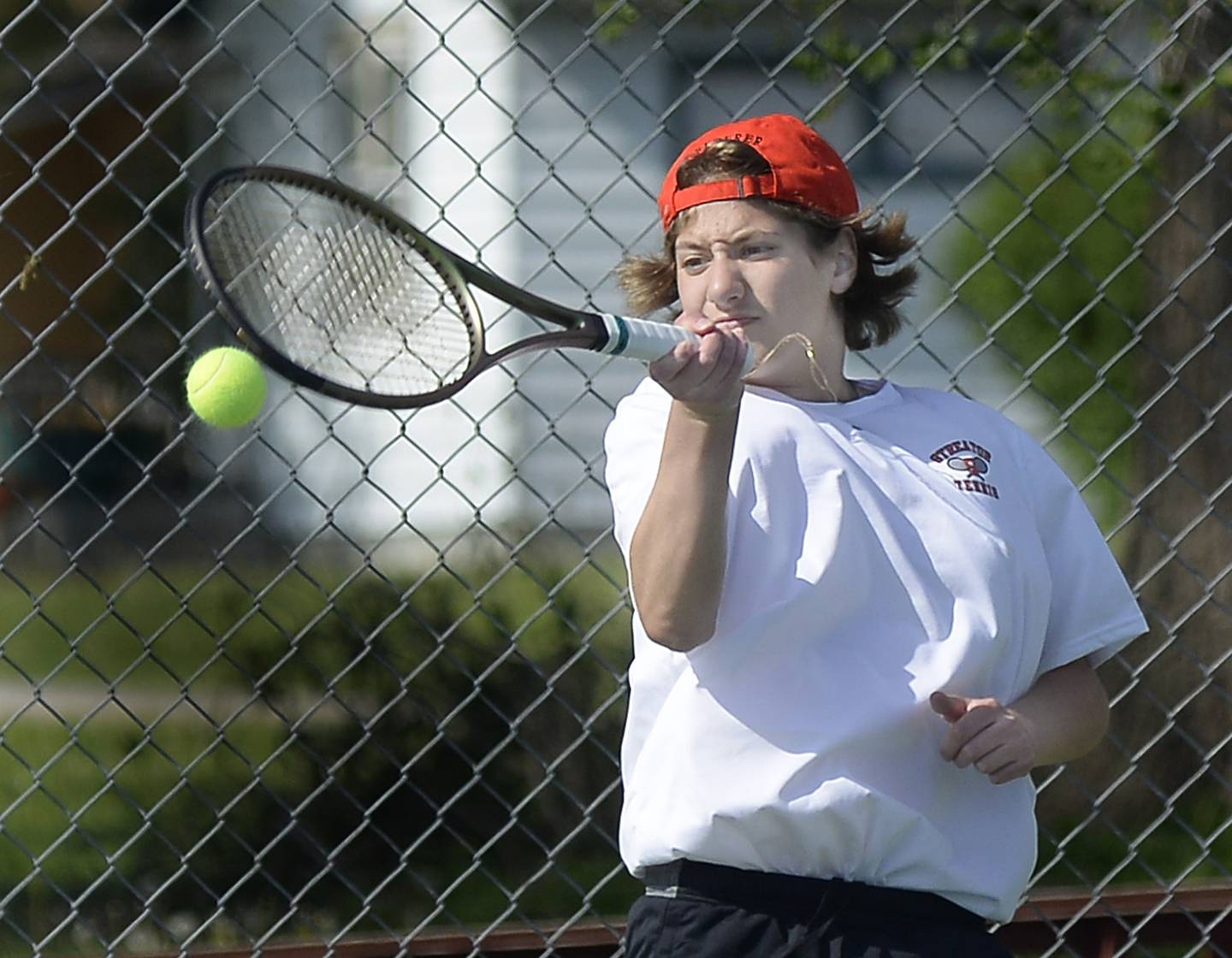 Streator’s Ryan Beck competes in a singles match against Ottawa on Tuesday, May 9, 2023 at Streator High School.