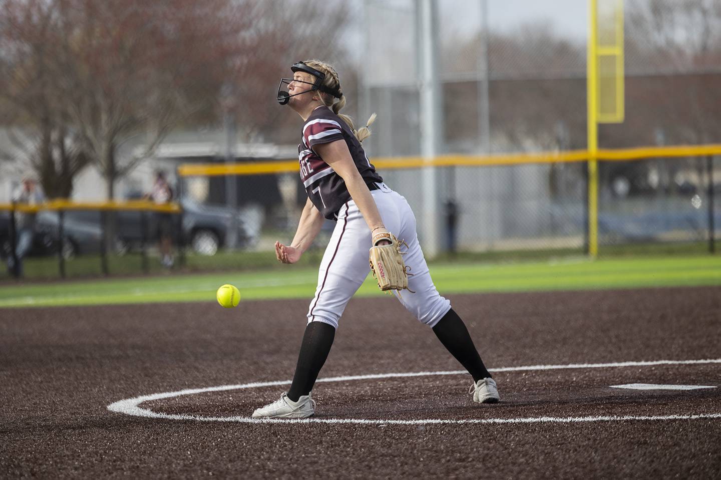 Rockridge’s Kendra Lewis fires a pitch against Sterling Wednesday, April 10, 2024 at Sterling High School.