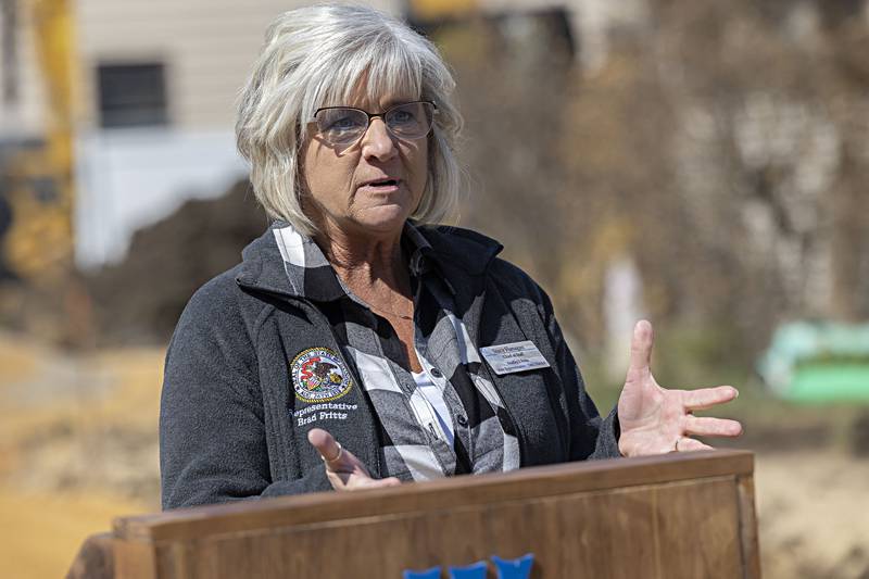Stacy Flanagan, chief of staff for state Rep. Brad Fritts, R-Dixon, speaks during a groundbreaking Thursday, March 28, 2024 for a new expansion at the Whiteside County Health Department in Rock Falls.