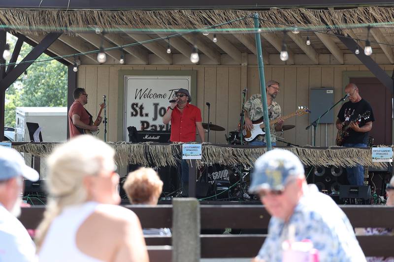 A band performs at the Crest Hill Lions Luau and Car Show on Sunday, Sept. 1, 2024 in Crest Hill.