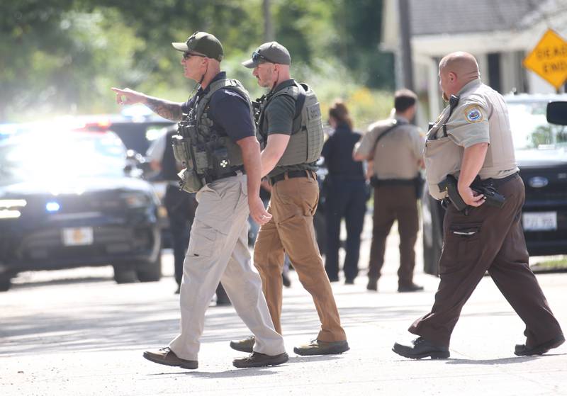 La Salle County Sheriff deputies secure the scene of a standoff in the 1500 block of Scott street just south of U.S. 6 on Wednesday, Sept, 13, 2023 in Ottawa. A standoff with a suspect occurred around noon with the suspect taken into custody around 1p.m.