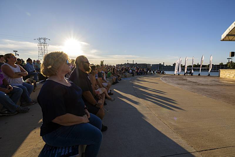 Hundred of people fill the stands Friday, Sept. 1, 2023 for the opening ceremony of the Vietnam Traveling Wall at RB&W Park in Rock Falls. The Wall will be on display until it is dismantled Monday morning.
