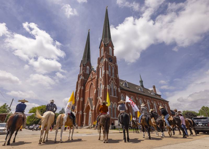 The Corpus Christi procession was started Sunday, June 2, 2024, at St. Hyacinth Church and was led by a group of horses to three La Salle churches.