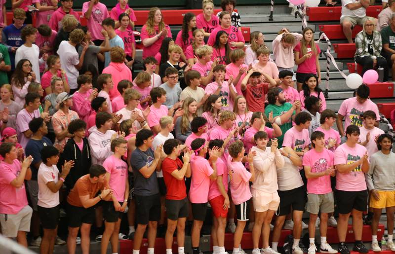 L-P super fans cheer on the Lady Cavs during the "Cavs 4 A Cause" pink night game on Tuesday, Sept. 26, 2023 at Sellett Gymnasium.