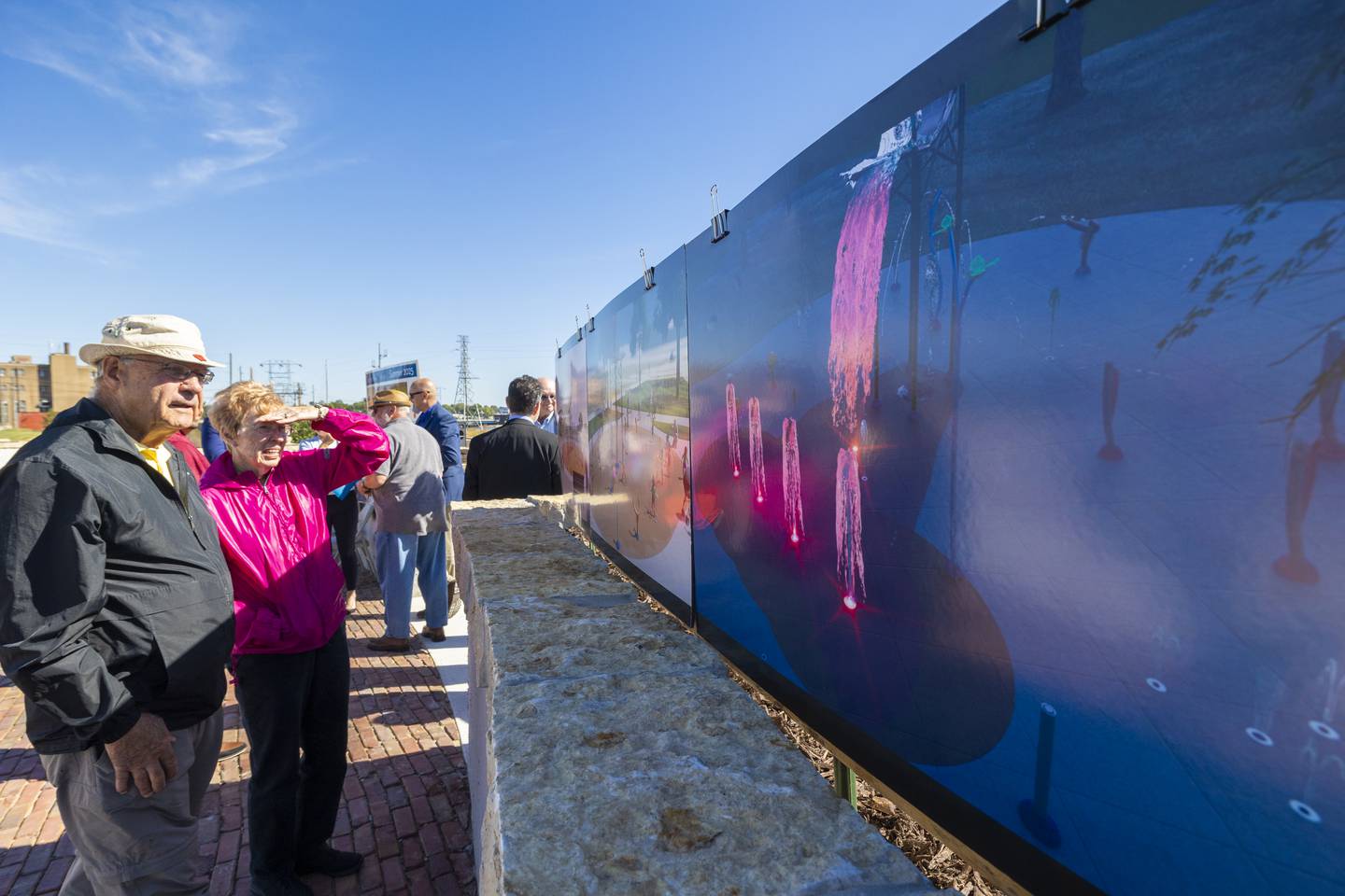 Artists’ rendering are put on display Tuesday, October. 1, 2024, at the site of Sterling piverfront project.
