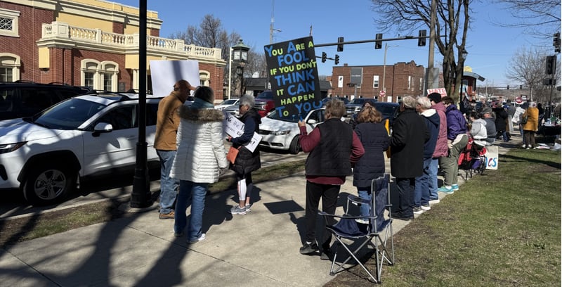 Citizens gather for the "No Kings Rally" on Saturday, March 28 in Ottawa.