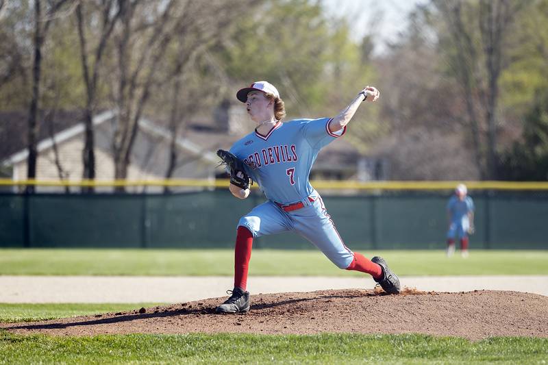 Hall’s Izzaq Zrust fires a pitch against Newman Monday, April 15, 2024 at Newman High School.