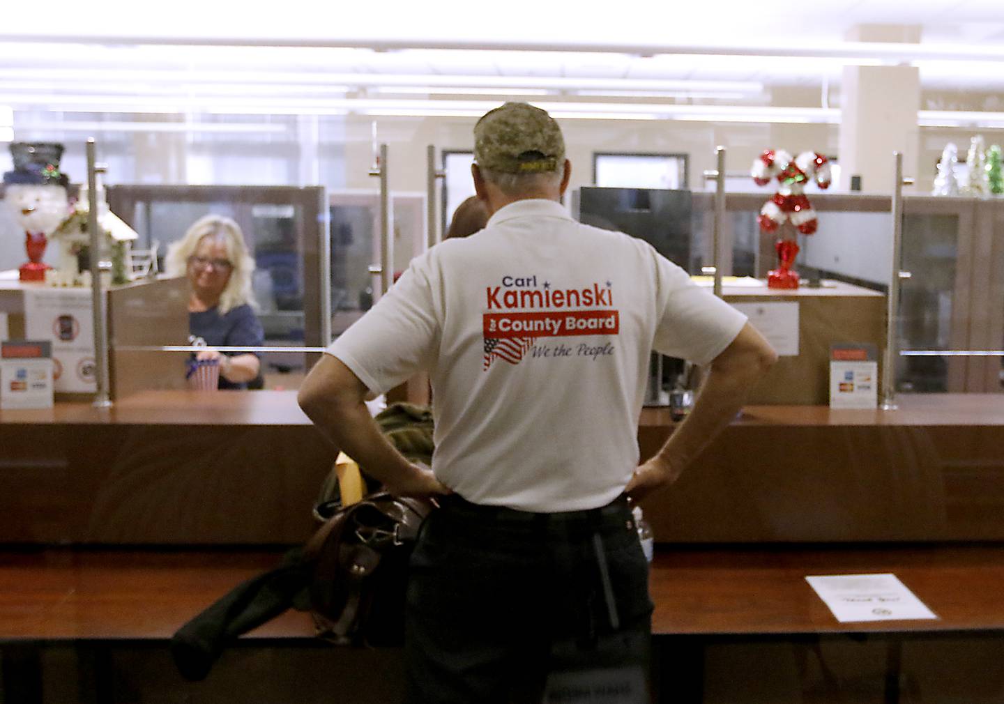 McHenry County Board member Carl Kamienski files his paperwork on Monday, Nov, 27, 2023, at the McHenry County Clerk's Office in Woodstock to run for reelection next year . Monday was the first day for candidates to file ahead of the March primaries.