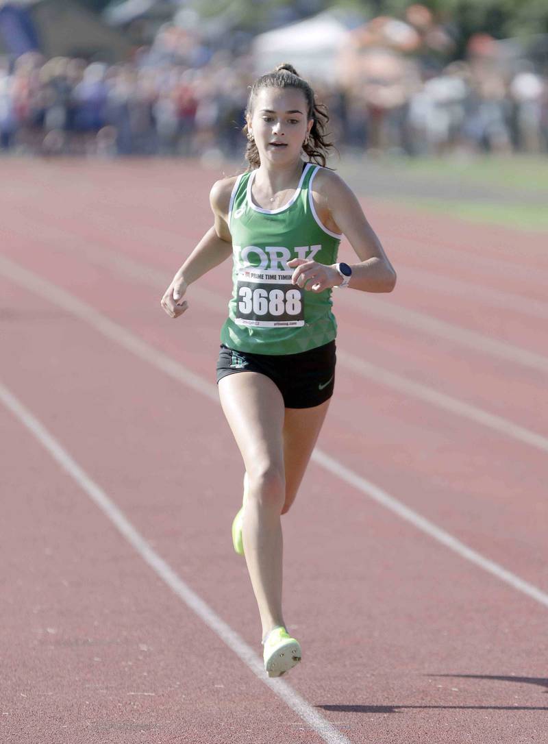 Bria Bennis of York at the Lake Park Harvey Braus Invitational Saturday September 10, 2022 in Roselle.