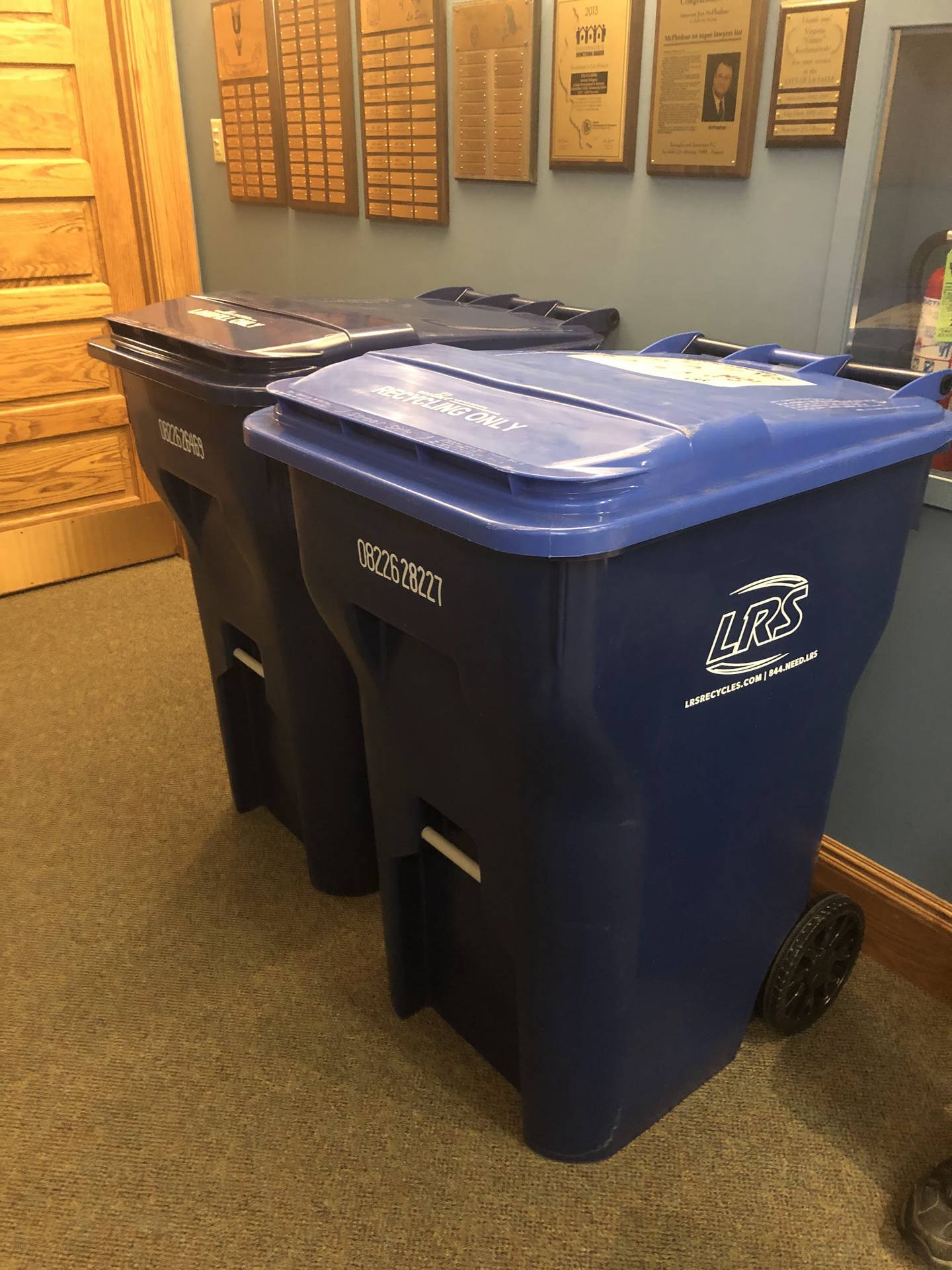 The new trash bins which will be provided to all La Salle residents when LRS, La Salle's new garbage servicer, begins its contract Feb 1, 2023.