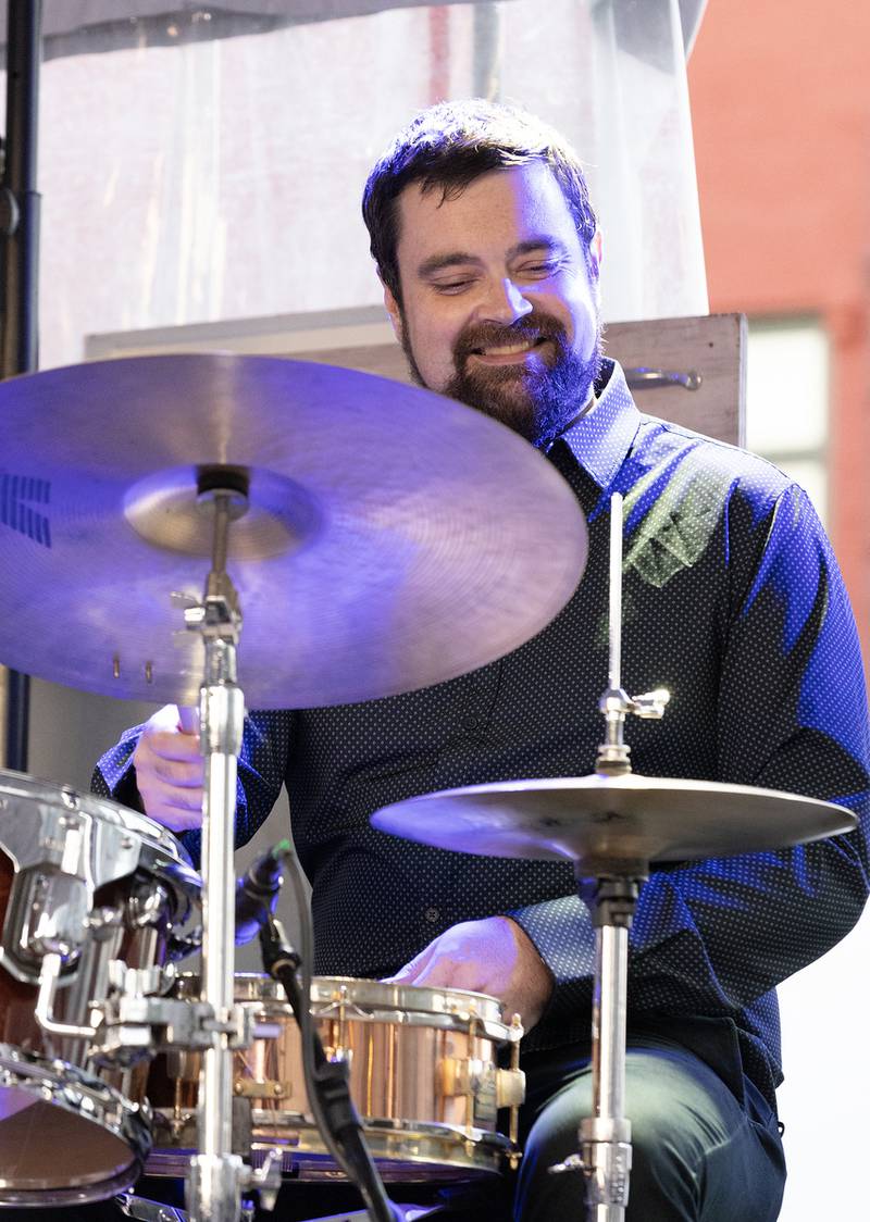 A member of The Sam Fazio Quartet performs on Saturday, Sept. 9, 2023 at the LaSalle Business Association's Jazz'N the Street event.