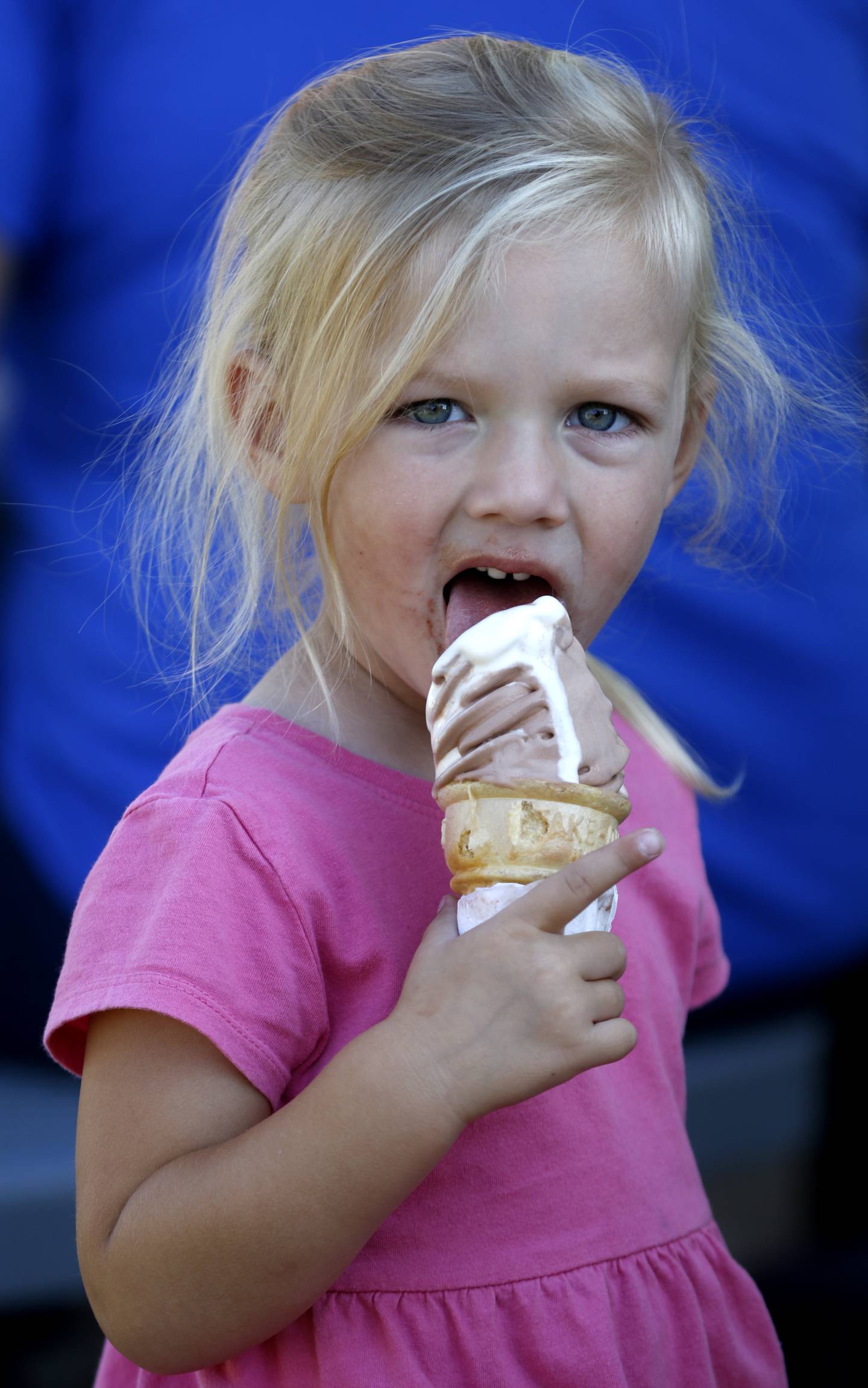 Freya Schwartz, 2, enjoys an ice cream cone outside the Dari in Hebron on Sunday, Sept. 18, 2022. The Hebron landmark, that has been in operation for 53 years, is closing and up for sale. Sunday was their last day of operation.