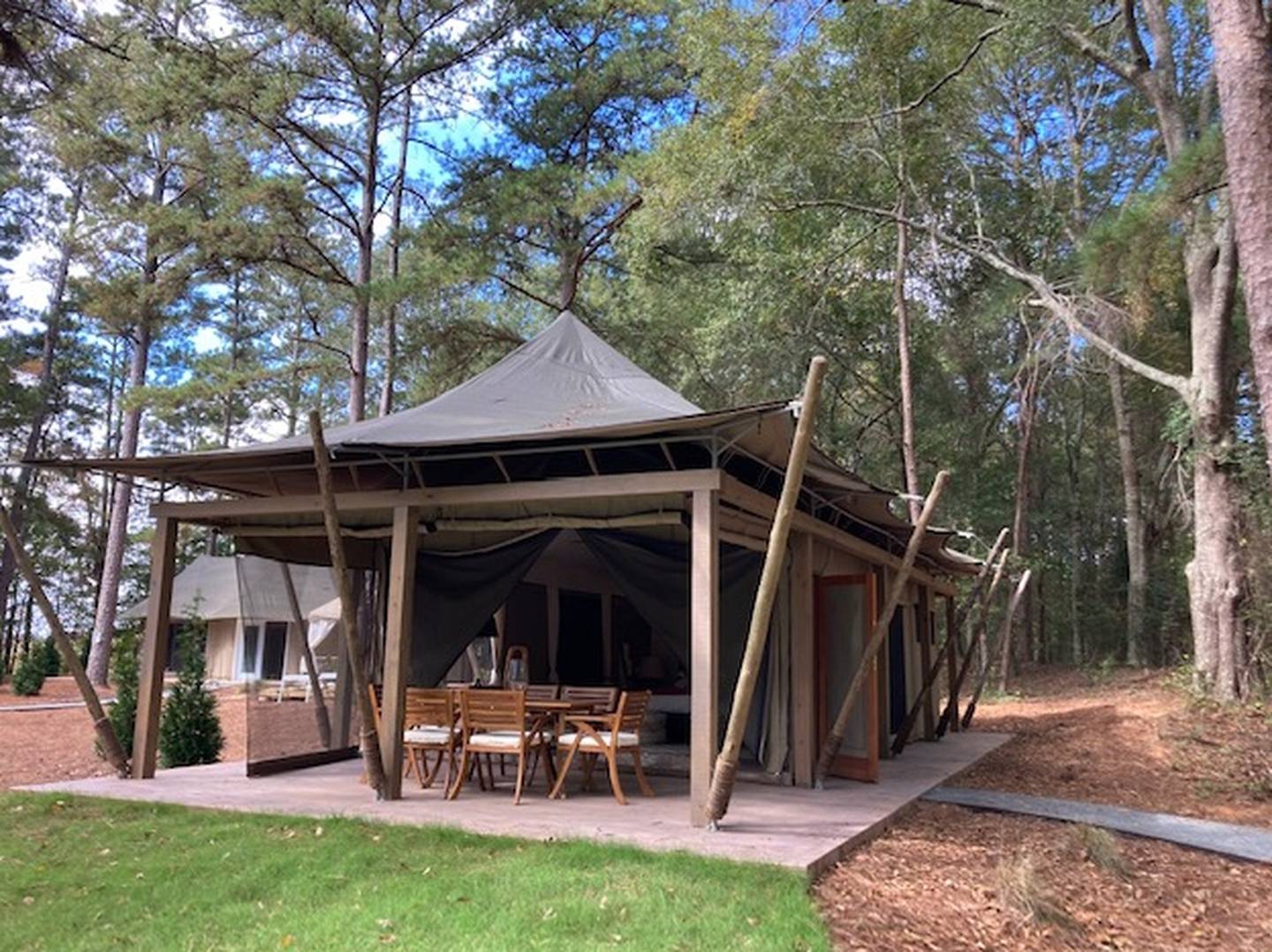 Safari style glamping tents will be offered for rent at Fox Bluff, an RV resort and vacation cottage at 8045 Van Emmon Road, formerly Hide-A-Way Lakes. (photo provided)