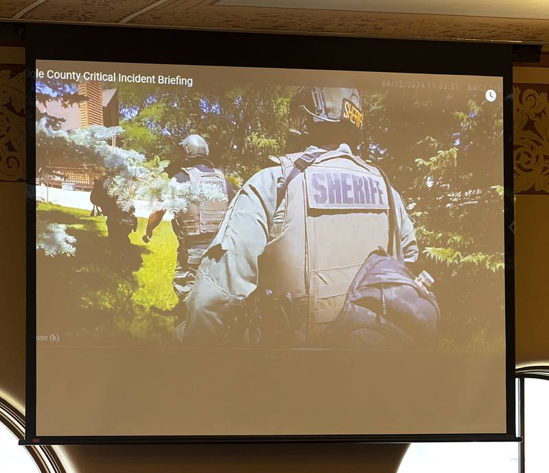 Video from the body cam of an officer responding to last week’s shooting in Lost Lake was shown Tuesday, June 18, 2024 at the Ogle County board meeting.
